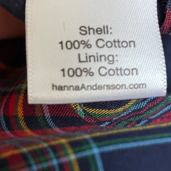 Hanna Andersson navy plaid romper, size 6-12m - Picture 6 of 7